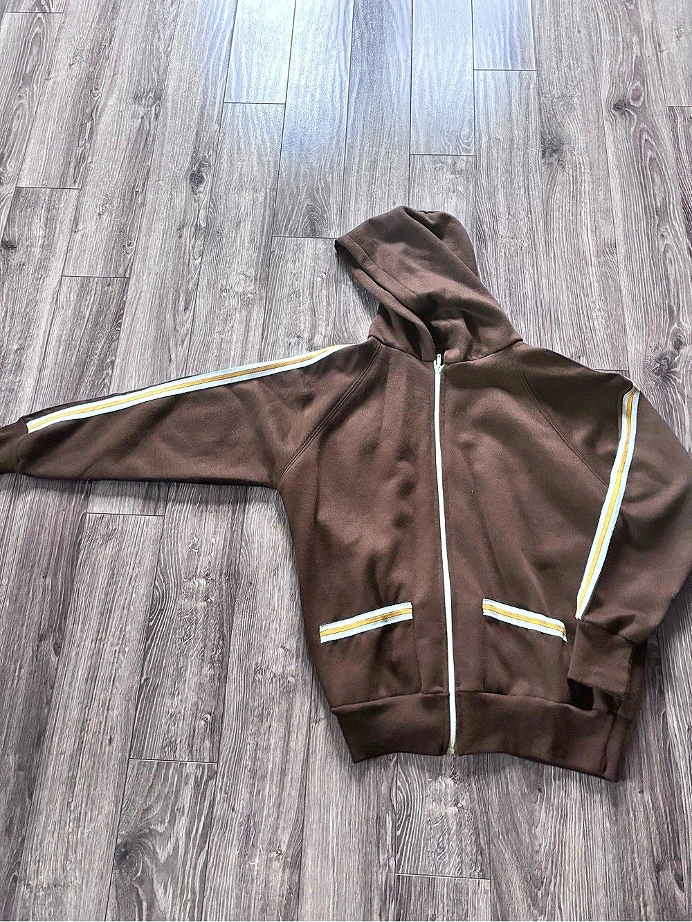 Scrambler Hooded Track Jacket Size Medium Brown